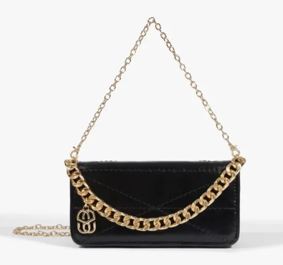 Bolsa Tiracolo Mika Pequena Couro Preta