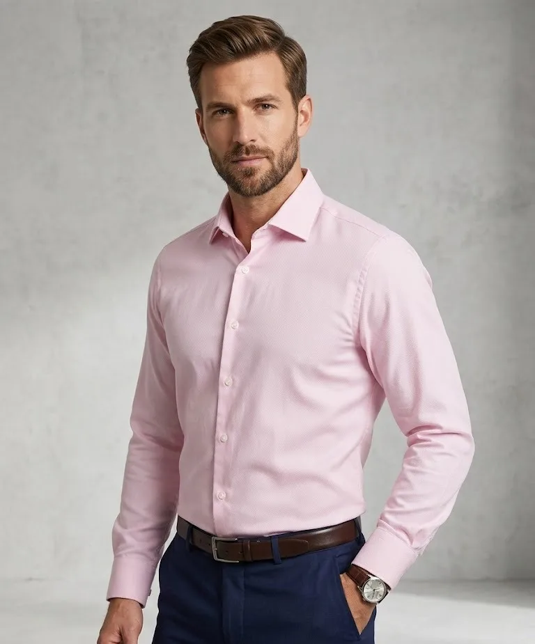 Camisa de algodão com abotoamento Rosa