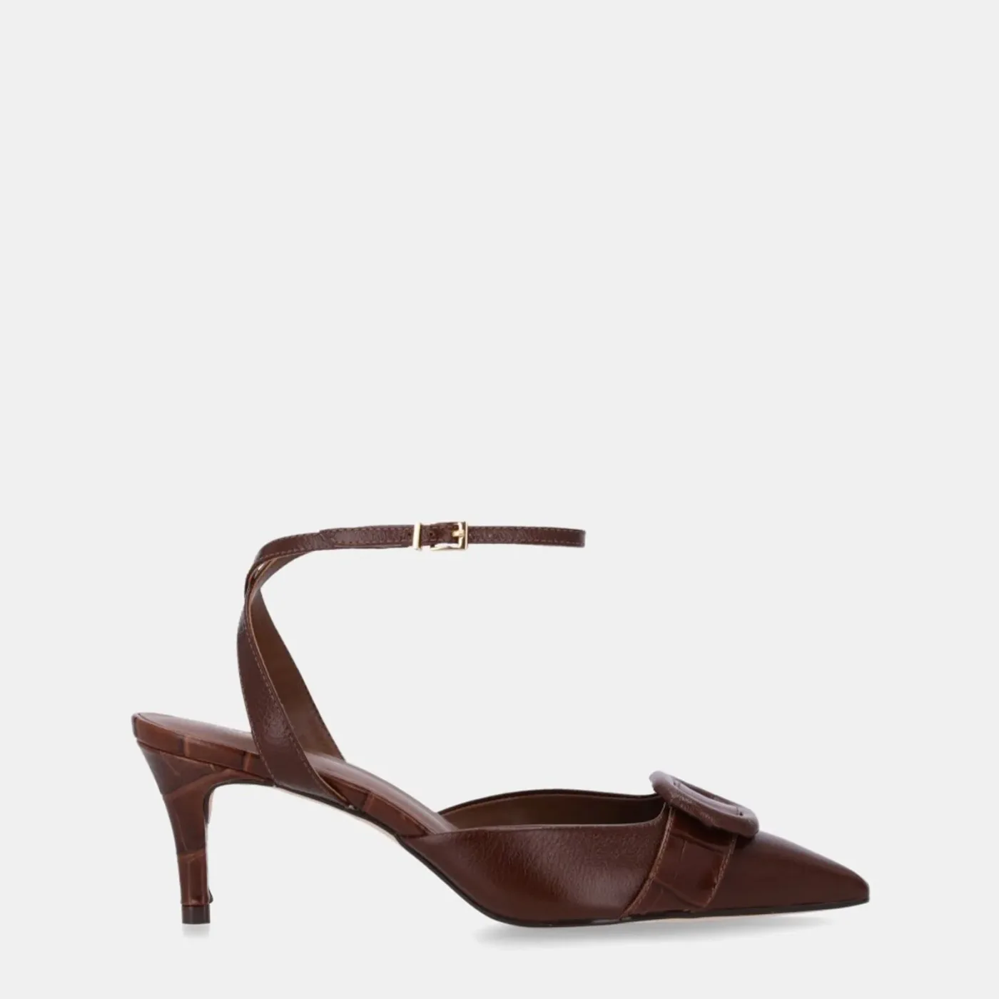 Slingback Croco Trufa Com Atacama Trufa