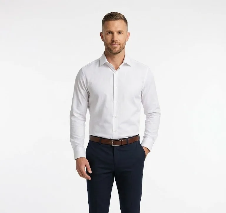 Camisa de algodão com abotoamento Branco