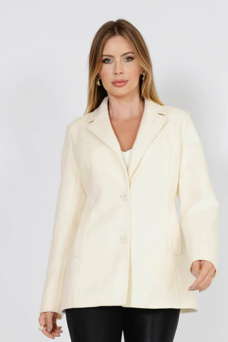 Casaco de Lã Batida Off-white