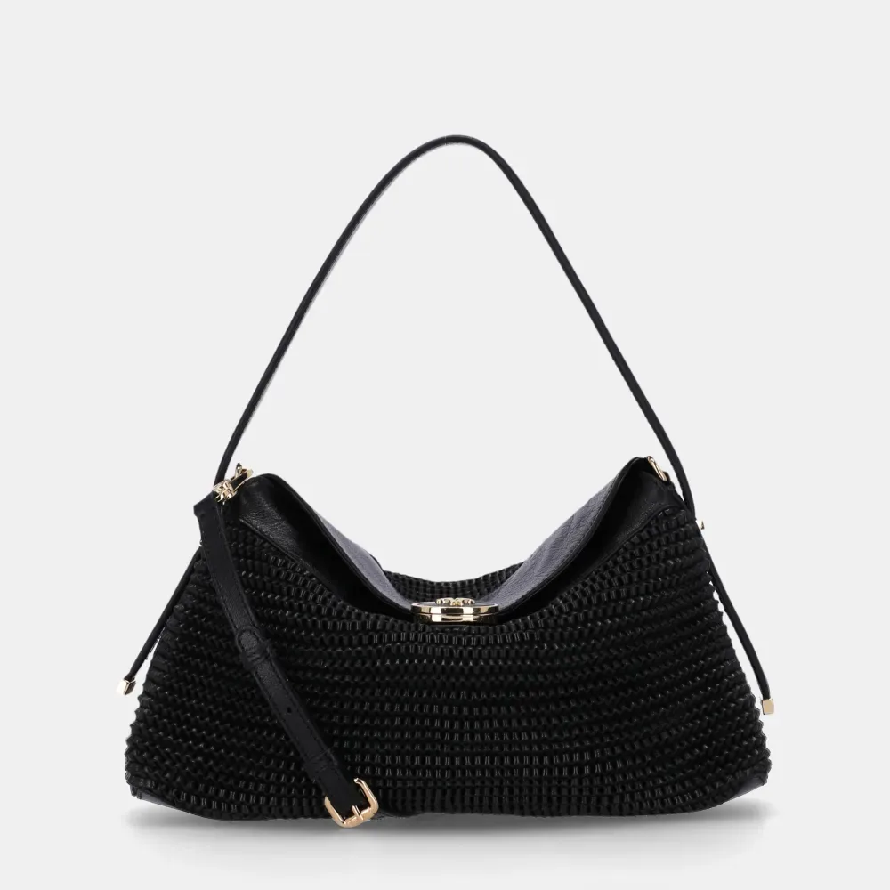 Bolsa Hobo Média Madras Preto