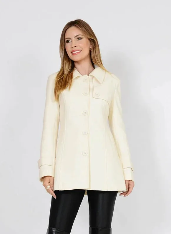 Casaco de Lã Batida Off-white