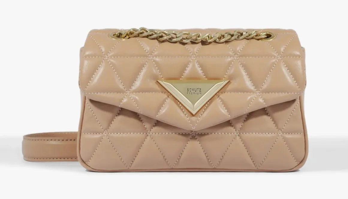Bolsa Tiracolo Média Couro Bege