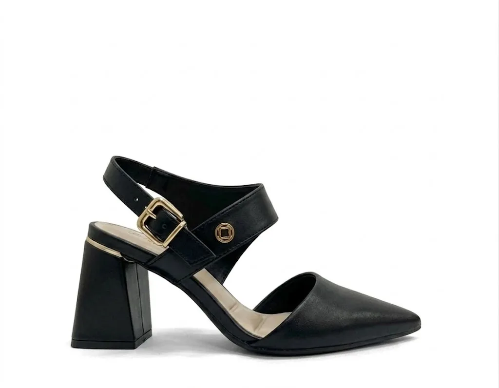 Slingback Semi Aberto Assimétrico Preto