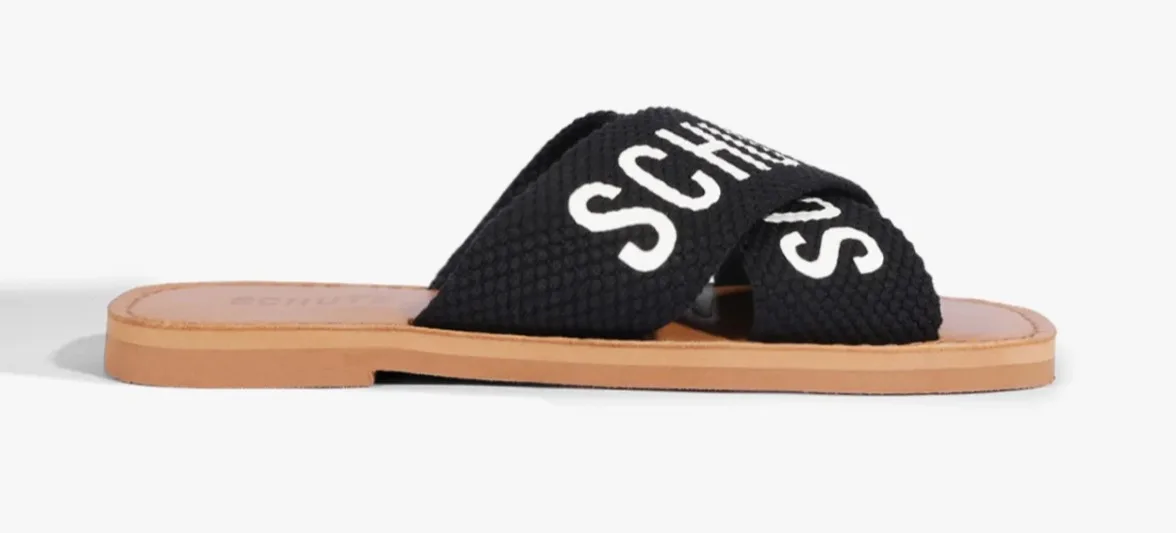 Sandália Rasteira X Schutz Logo Preto e Branco