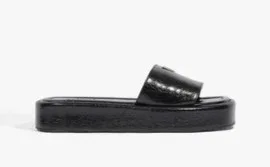 Sandália Flatform Couro Preto
