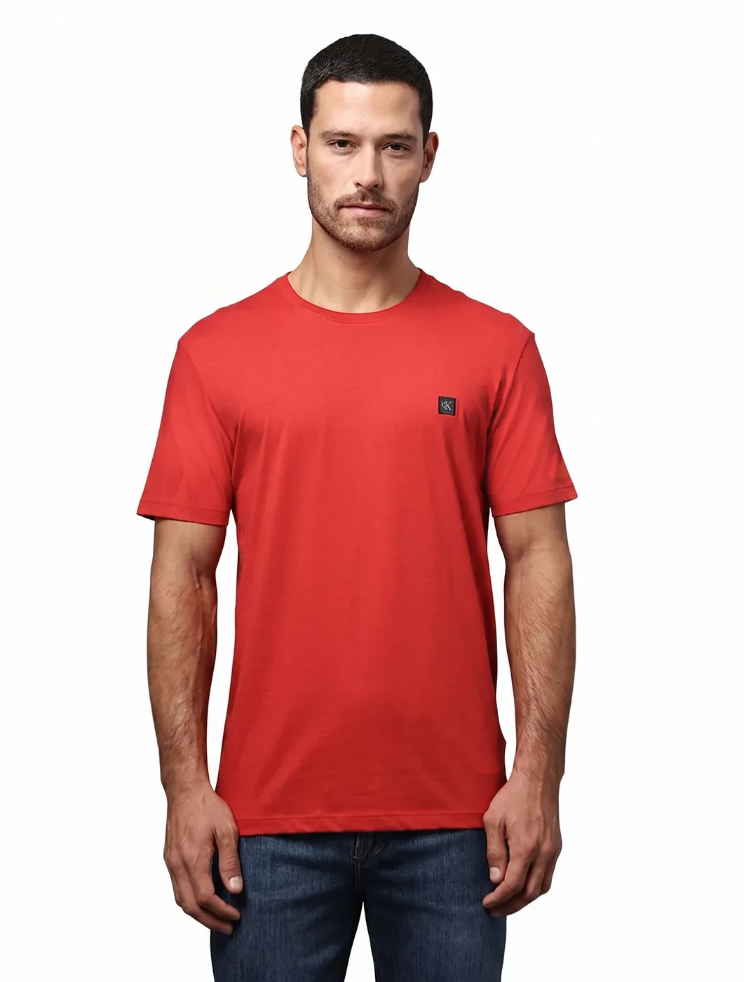 CAMISETA MANGA CURTA CKJ MASCULINO PATCH VERMELHO