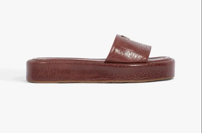 Papete Flatform Couro Marrom